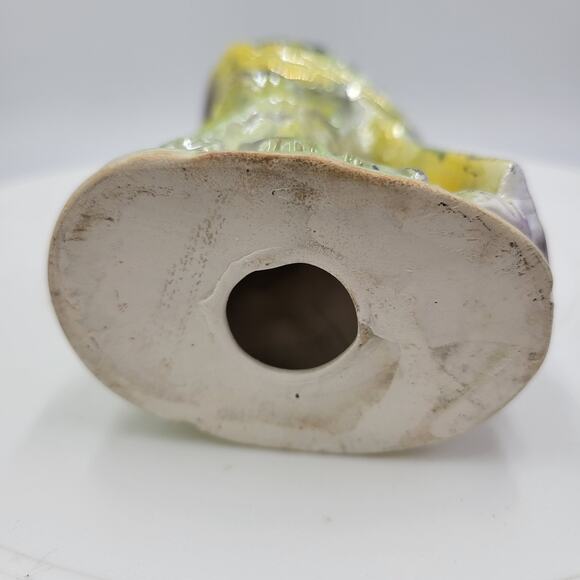 Vintage Iridescent Blue Bird Glazed Ceramic Figurine Sculpture 7" Mid Century - Picture 3 of 10